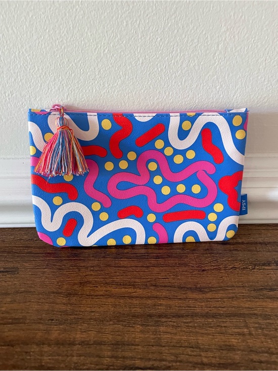 ipsy Handbags - Ipsy Colorful Abstract Tassel Make Up Bag - Blue, Pink, Red, Yellow, White